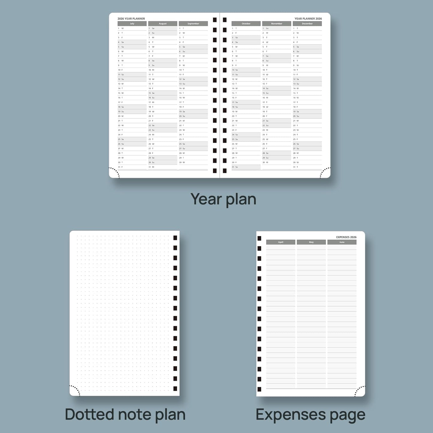 POPRUN 2026 Daily Planner One Page A Day - [8.5" x 5.75" Wire-Bound Hard Cover] Agenda 2026 Hourly Appointment Book with Monthly Calendar, Inner Pocket, Ivory Paper - Orange