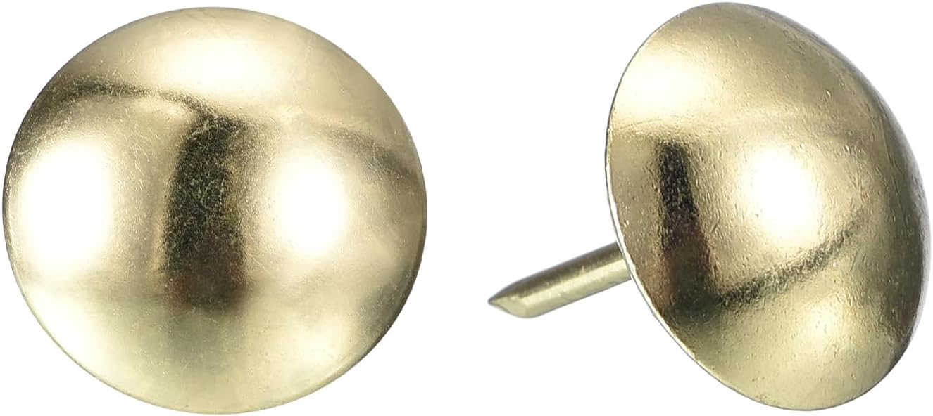 uxcell Upholstery Tack Nail Pins Furniture, 50Pcs 16x20mm Thumb Tack Pins Assortment Kit Carbon Steel for Home Sofa DIY Decorative Nail Heads Nails, Gold