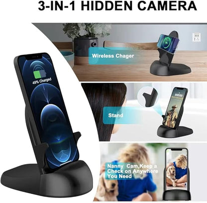 Dome Security Camera, 2.4/5GHz Smart Indoor Baby/Pet Monitoring Cam with Wirless Charger, Motion Detection, Phone APP, Rotate Lens 250°Viewing Angle for Home Security