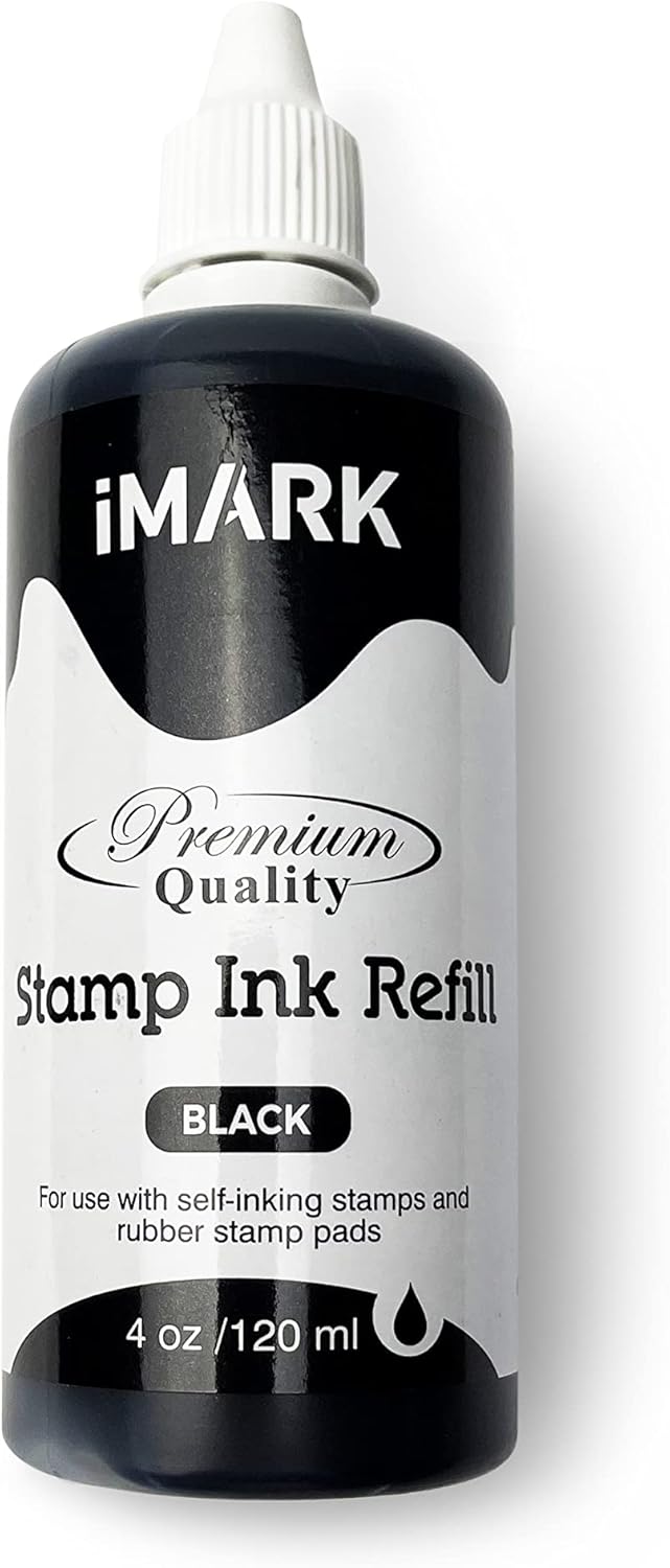 Premium Refill Ink for Self-Inking Stamps, Daters and Stamp Pads (4 oz, Black)