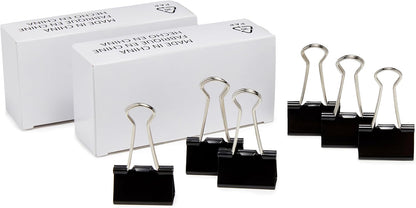 Amazon Basics Binder Paper Clips, Medium Clip (Small Box), 24 Count, 2 Pack of 12, Black