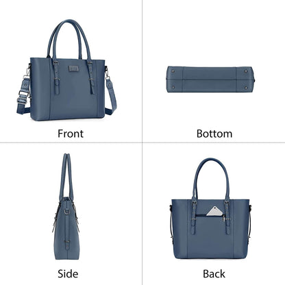MOSISO PU Leather Laptop Tote Bag for Women, Waterproof Large Capacity Business Work Briefcase Shoulder Laptop Bag