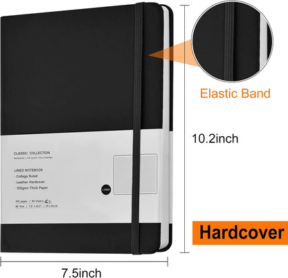Coopay 12 Pack B5 Notebooks Journal College Ruled Composition Notebooks Classic Hardcover Lined Journals for Office Home School Business Writing Note Taking, 10.2" x 7.5", 100GSM Thick Paper (Black)