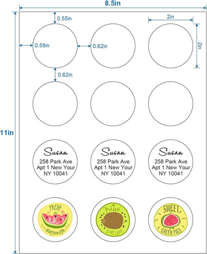 Methdic 2" Diameter High Visibility Printable Round Labels，Matte White，360 Customizable Blank Stickers