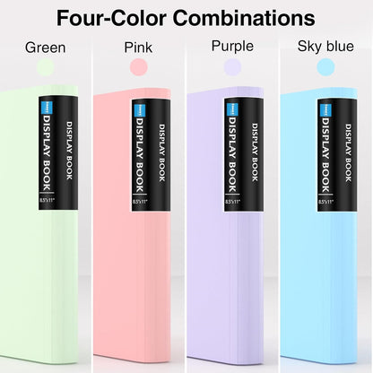 Sooez 4 Pack 72 Pocket Binder with Plastic Sleeves & Elastic Band, Large Capacity 8.5x11 Presentation Book Display 144 Pages, Art Portfolio Document Folder with Clear Sheet Protectors