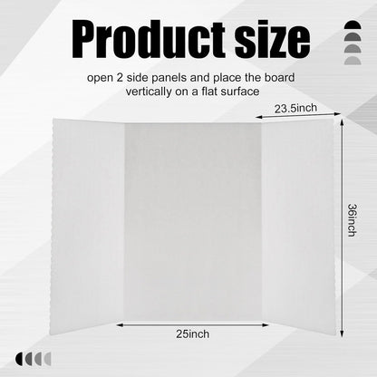 Paterr Trifold Poster Board with Storage Bag, Hook and Loop Fabric, Foldable 3 Panel Presentation Board for Science Fair and Exhibitions(White,72 x 36 Inch)