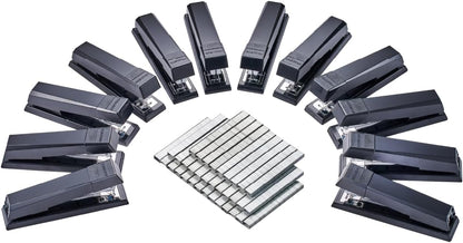 Bostitch Office Stapler, No-Jam Premium for Desktop, Includes 1,250 Staples, Full-Strip, 25 Sheet Capacity, Black, Pack of 12