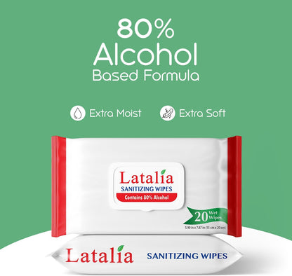 Hand Wipes | 80% Alcohol Hand Sanitizer Wipes for Hands & Face Moisturizing, Gentle, Convenient and Fragrance Free (Pack 0f 1, 20 Counts)