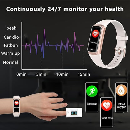 Fitness Tracker Activity Tracker Smart Watch 1.10''AMOLED Touch Color Screen,Smart Watch with 24/7 Blood Oxygen Heart Rate,Sleep Monitor,IP68 Waterproof,Step Counter Health for Women Men (White)