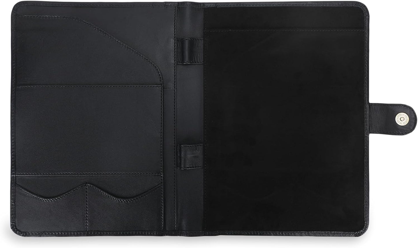 Leather Padfolio Legal Pad Portfolio Organizer | Handmade Executive Notebook Binder | Heavy Duty Full Grain Cow Hide Resume Interview Folio for Men Women, Rustic NoteBook Folder (Black)