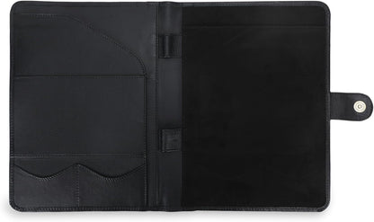 Leather Padfolio Legal Pad Portfolio Organizer | Handmade Executive Notebook Binder | Heavy Duty Full Grain Cow Hide Resume Interview Folio for Men Women, Rustic NoteBook Folder (Black)
