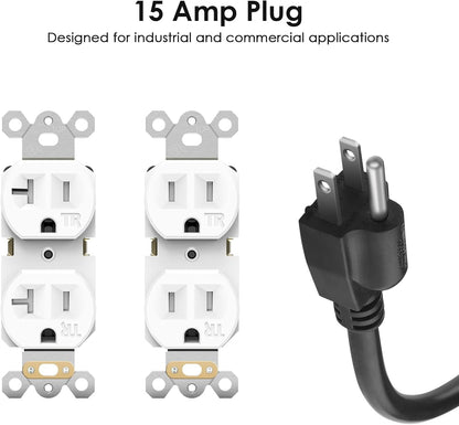 JUNNUJ Heavy Duty 20 Amp Power Strip 4800J, 16 Outlets 12 Gauge Garage Industrial Surge Protector, High Amp 5-15P Adapter Shop 6-20R T-Slot Metal Outlet, 10 FT Extension Cord Commercial for Appliance
