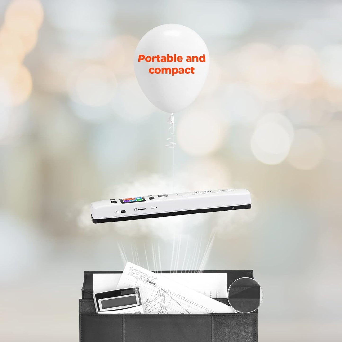 MUNBYN Portable Scanner, Photo Scanner for Documents, Pictures, Texts at 1050 DPI, Flat Scanning, Includes 16GB SD Card, Uploads Images to Computer via USB or Built-in Wi-Fi, No Driver Needed White