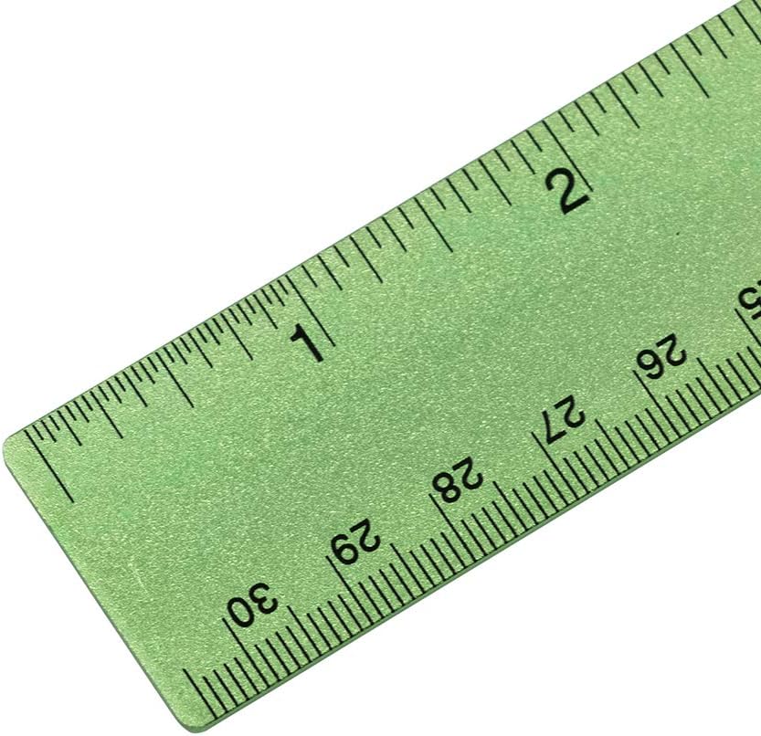 JAM PAPER Strong Aluminum Ruler - 12 Inch - Metal Ruler with Non-Skid Cork Backing - Lime Green - Sold Individually