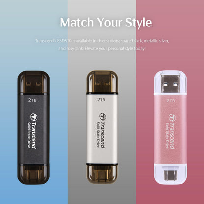 Transcend 1TB External SSD, Up to 1,050MB/s, USB 3.2 Gen 2 Portable SSD, 2-in-1 Type C &Type A, USB Hard Drive for Steam Deck, ROG Ally, MSI Claw, Windows&Mac, iPhone&iPad, Android, PS5&Xbox, Smart TV