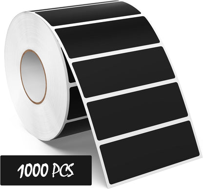 Black Rectangle Color Coding Labels 3 × 1 Inches, Self-Adhesive Writable Waterproof Vinyl Blank Sticker Roll for Office Home School Business 1000 PCS
