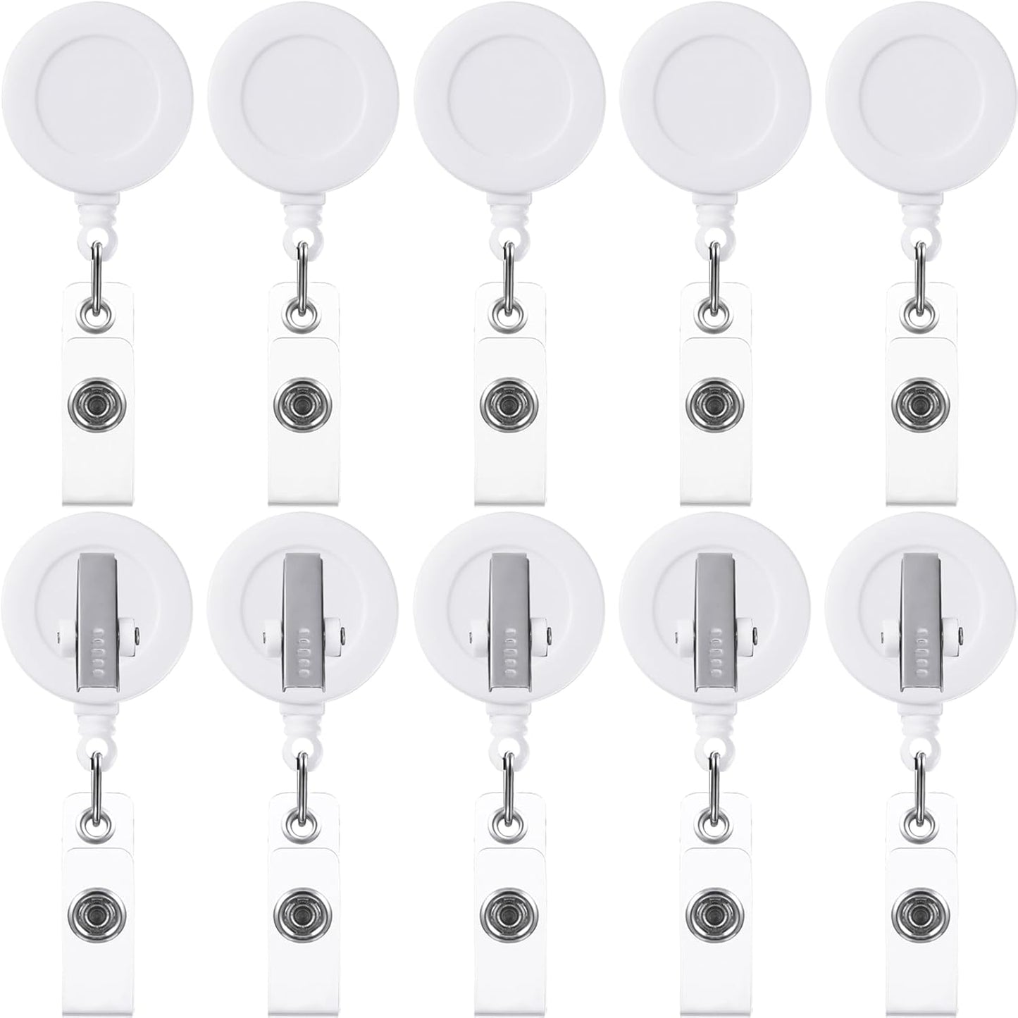 Zonon 50 Pieces Retractable Badge Holder Reels with Swivel Alligator Clip, ID Card Holder Name Badge Reel Clips for Students Teachers Office Workers (White)