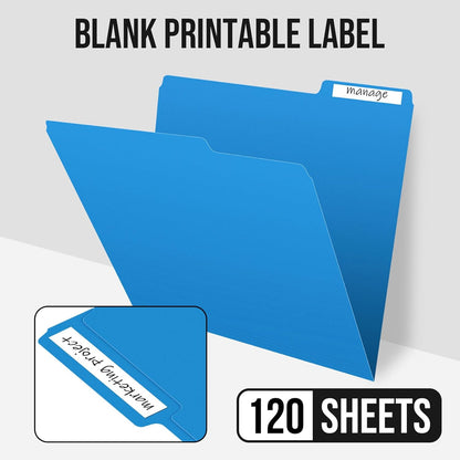 File Folders,IntoJoy 120 Pack Colored File Folder Letter Size, 1/3 Cut Tab Filing Folders for Office School Business File Document Organization,Blue