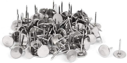 200Pcs Flat Head Upholstery Tacks Home Furniture Decor Tack Upholstery Nails Flat Push Pins Flat Thumb Tacks Silver (11mmx17mm)