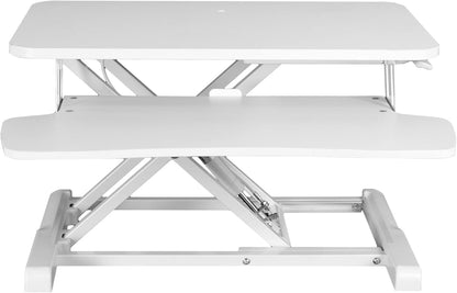 VIVO 26 inch Desk Converter, K Series, Height Adjustable Sit to Stand Riser, Dual Monitor and Laptop Workstation with Keyboard Tray, White, DESK-V026KW