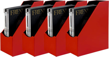 UnionBasic Magazine File Holder - Office Leatherette Desktop Document File Folder Journals Organizer Racks, Red, Set of 4