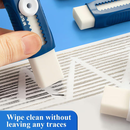 M&G 4 Pack Erasers Sliding Retractable Eraser, Soft White Color Cute Erasers Push Pull Eraser with Plastic Sleeve for Students Kids, School Office Home Supplies