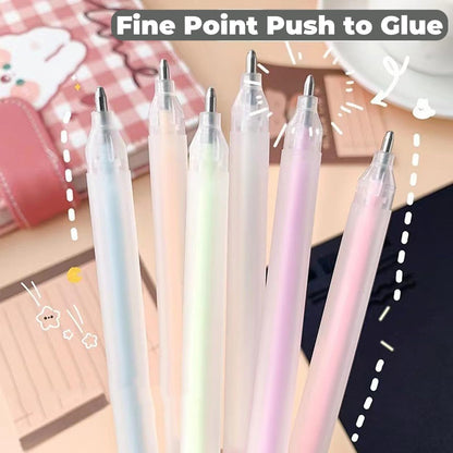 Scrapbook Quick Dry Glue Pen 12PCS Set, Crafting Fabric Pen Liquid Glue Pen for Papercrafts, Handmade Stationery, DIY Foil-Stamping, Back to School Supply, Year 6+ (12PCS Set-Forsted Holder Type)