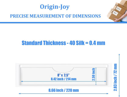 Origin-Joy 60 PCS Self Adhesive Index Card Pockets with Top Open, Clear Plastic Label Holder for Cards of Note, Library and Business, Adhesive Label Pockets & Card Holder (8 x 2.5 inch)