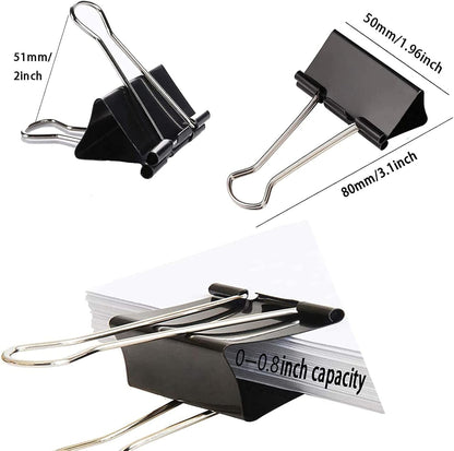 Extra Large Binder Clips 2 Inch (48 Pack), Big Paper Clamps for Office and Home Supplies, Black