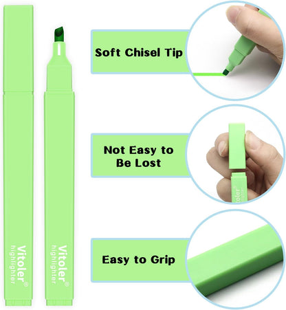 Vitoler 10Pack Bible Highlighters, Cute Assorted Colors Pastel Highlighters No Bleed Chisel Tip Highlighter for Aesthetic School Supplies