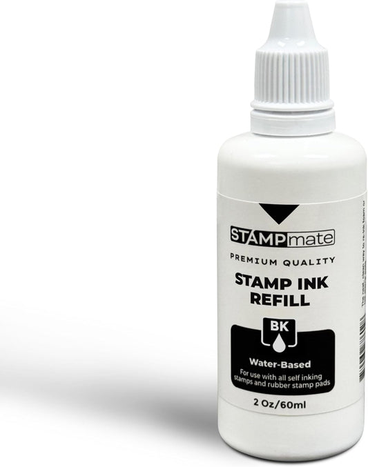 Premium Refill Ink for Self-Inking Stamps and Stamp Pads - 2 oz. Bottle (Black)