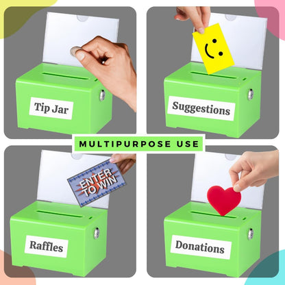 Adir Suggestion Box with Slot and Lock – Acrylic Donation Box for Fundraising, Drawing Box for Raffle, Funraiser Box, Tip Box with Lock - 6.25x4.5x 4 Inches voting box with slot and Sign Holder