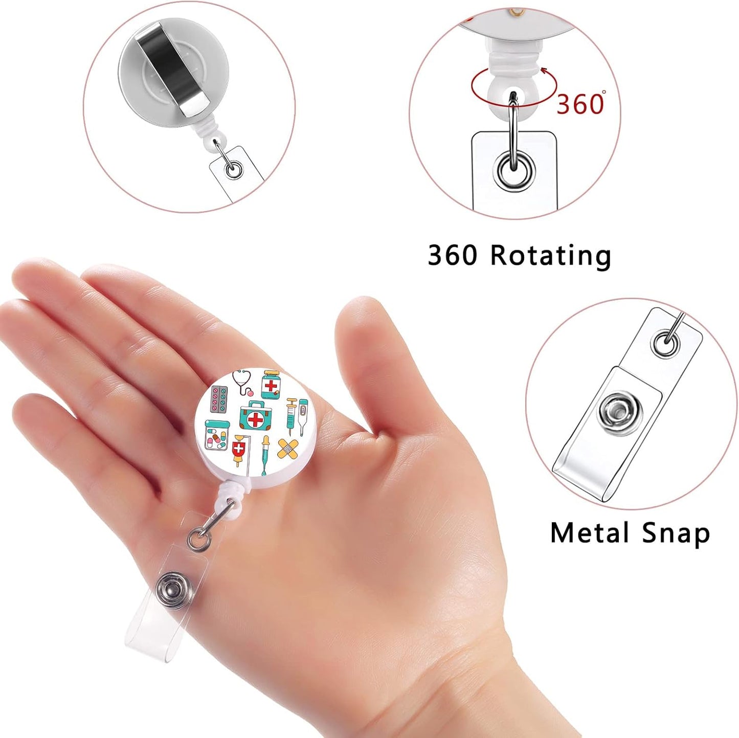 16 PCS Badge Reels Retractable Badge Holders/ID Badge Holders Retractable