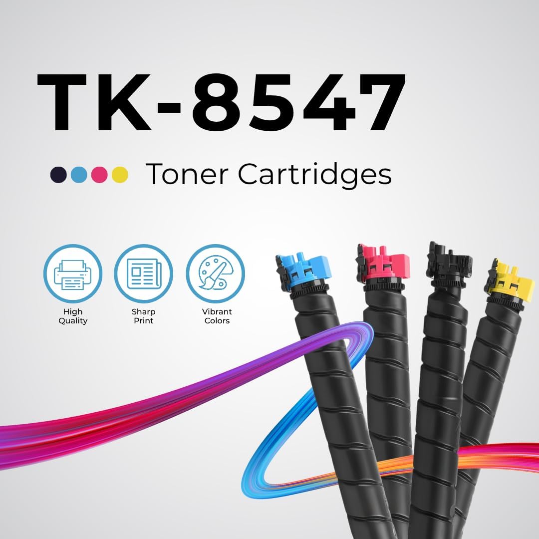 Toner Pros TK-8547 Replacement Toner Cartridge Set for Kyocera TASKalfa 4054ci 5054ci Printers – High Yield Black & Color Toner – 30,000 Page Yield – Made in USA – Office Printer Toner