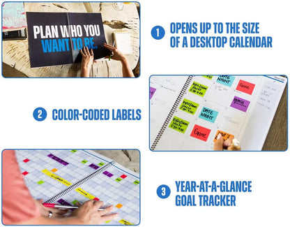 The Big A## Mid-Year Monthly Planner 2025–2026 – Mobile Desktop Calendar – Dry Erase Whiteboard – Fold-Out Design – Marker & Labels Included – 11x14" Expands to 22x14 - Neutral