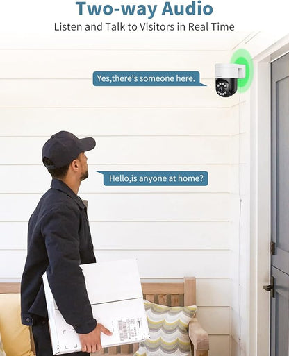 OHWOAI 《130°Wide Angle & 2-Way Audio 》4K Outdoor Wired Security Camera System,360 Degrees Security PTZ IP Cameras,Surveillance Video Equipment, Surveillance DVR Kits