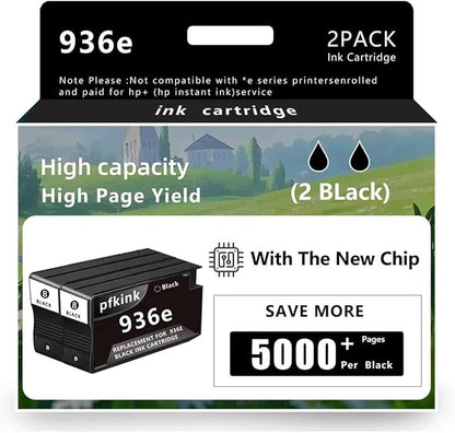 936e 936XLBlack Ink Cartridge Replacement for HP 936e Black Ink Work with OfficeJet Pro 9110 9120 9122 9125 9128 9130 9135 9730 Series Printers(2-Back)