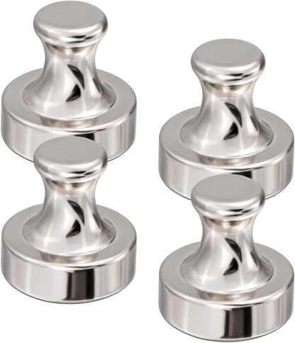 Heavy Duty Magnetic Push Pins - Refrigerator & Whiteboard Magnets, Pack of 4
