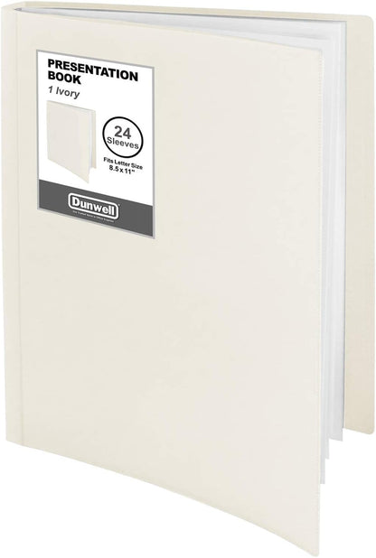 Dunwell Presentation Binder 24-Pocket, Displays 48 Pages, 8.5x11 Portfolio Binder with Plastic Sleeves, Storage and Organizer for Documents, Certificates, Projects, Photos (Ivory)