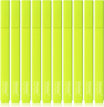 Vitoler Fluorescent Yellow Highlighters,10 Pack Bright Color Chisel tip Highlighters for Adults Kids in the Home School Office