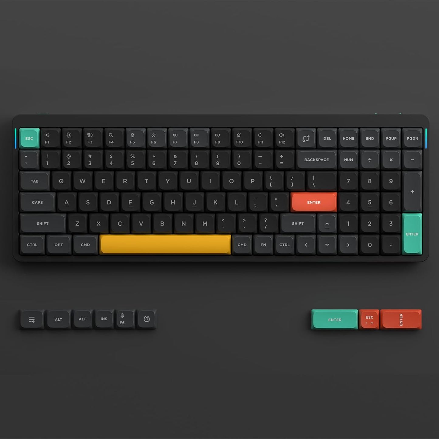 nuphy Air96 V2 Wireless Mechanical Keyboard,100 Keys RGB Backlit Keyboard,Supports Bluetooth 5.1,2.4G and Wired Connection,for PC/Laptop/Windows/Mac -Black Gateron Red Switch