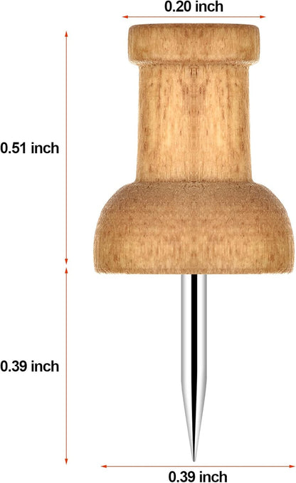 40Pcs Wood Push Pins, Thumb Tacks for Decorative, Wooden Pins and Tacks, Cork Board Thumbtacks, Cute Thumbtack for Wall and Bulletin Board, Map Pins