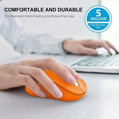 WisFox 2.4G Wireless Mouse for Laptop, Ergonomic Computer Mouse with USB Receiver and Type-C Adapter, 3 Adjustable Levels DPI, 6 Button Cordless Wireless Mice (Orange)
