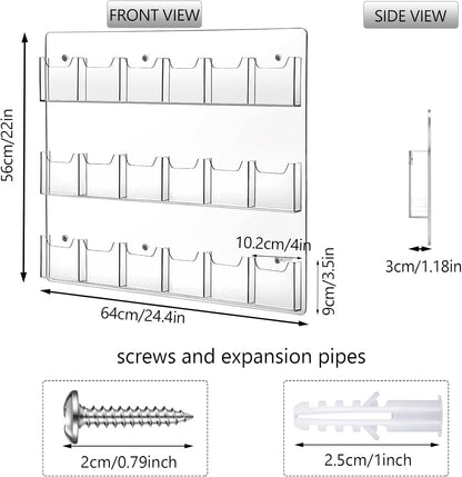 Eersida 2 Pack Acrylic Brochure Pamphlet Holder Wall Mount Clear Brochure Display Holder Plastic Trifold Flyer Rack Literature Storage Rack for Offices Waiting Room (18 Pockets, 25 x 22 Inch)