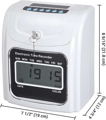Yescom Employee Attendance Punch Time Clock Payroll Recorder LCD Display w/ 100 Cards