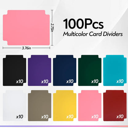ZLCA Trading Card Dividers, Playing Card Page Dividers with Tabs, Plastic Card Separator for Storage Box Folder Record Baseball Games Sports Card 2.75 x 3.76 Inch (100, Corlorful)