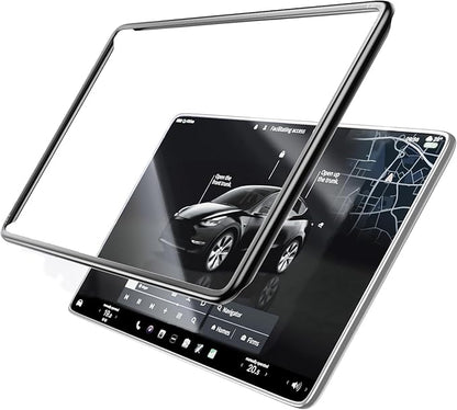 Tesla Model 3 Screen Protector for Tesla Model Y (2021-2024) & Model 3 (2021-2023) 15 Inch, No Bubble Tempered Glass Case with Protective Frame, HD & 9H Anti-Scratch, Black