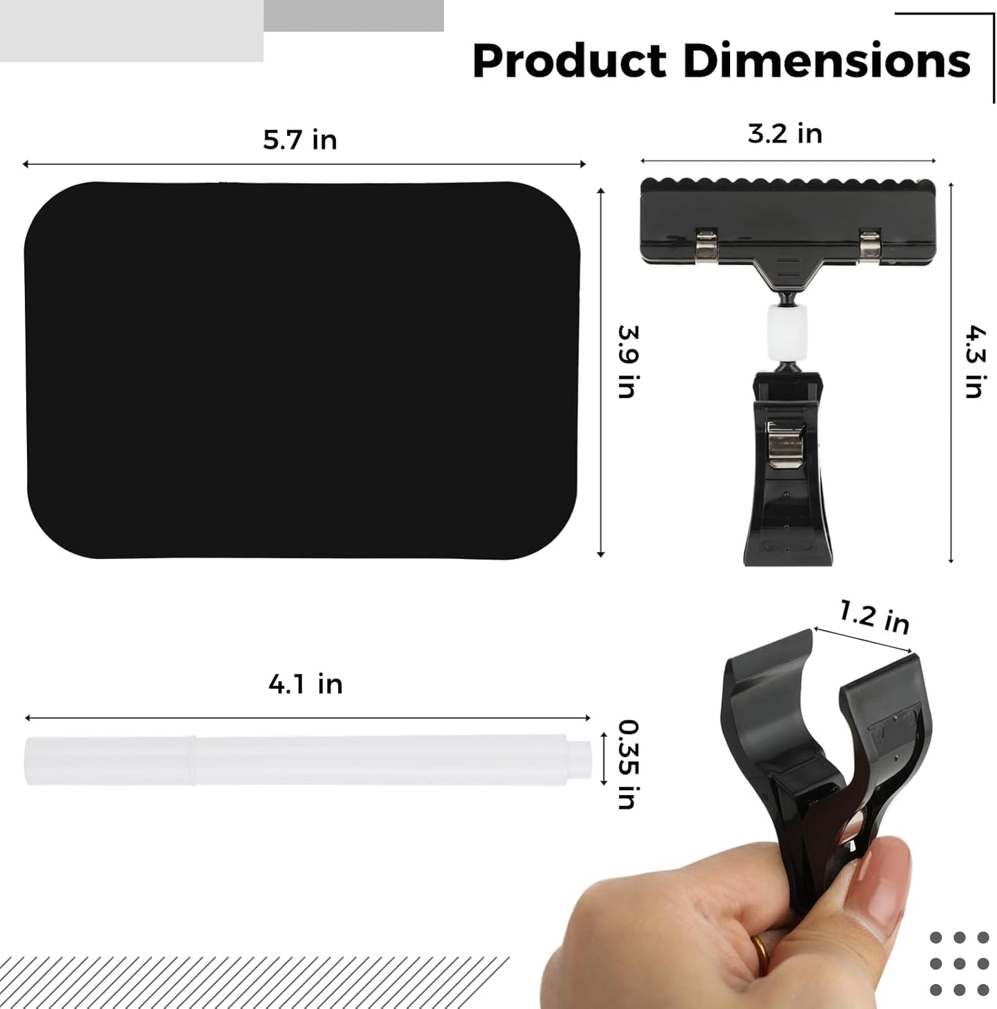 20 Pcs Price Display Signs, Adjustable Clip on Sign Holder with 20 Clips and 2 Pens, Rotataing Plastic Chalkboard Sign, Double Sided Mini Blackboard Clips for Store Business Office