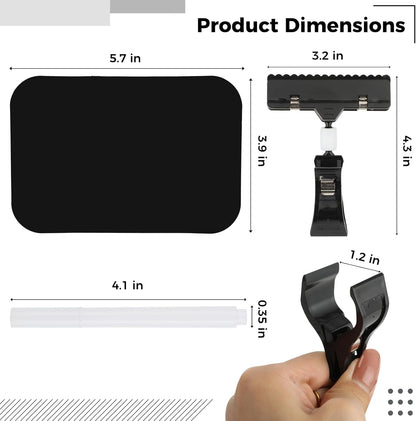 20 Pcs Price Display Signs, Adjustable Clip on Sign Holder with 20 Clips and 2 Pens, Rotataing Plastic Chalkboard Sign, Double Sided Mini Blackboard Clips for Store Business Office