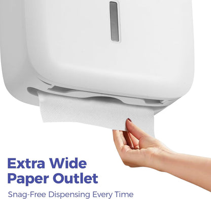 Commercial Paper Towel Dispenser Wall Mount with Lock – Fits 400+ Multifold/Trifold/Z-Fold/C-Fold Towels – Large Paper Towel Holder for Bathroom, Kitchen, Office, Home or Business (White)